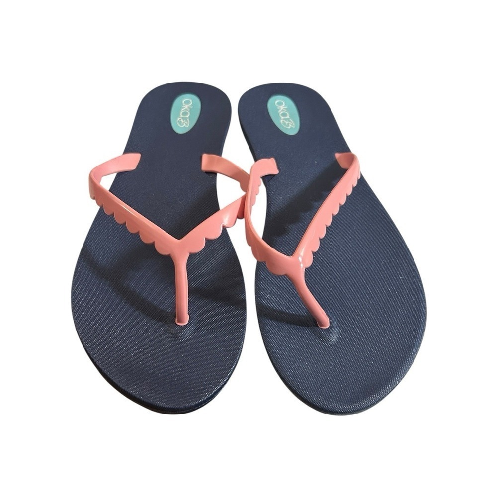 Okabashi Pink Blue Flip Flops Sandals Comfort Size 8 USA